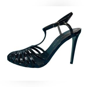 Tamara Mellon Black Patent Studio 54 High Heel Sandals